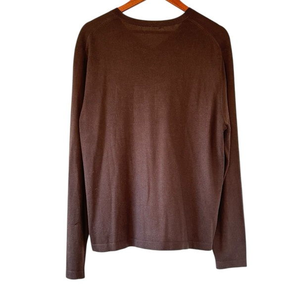 Banana Republic Silk Cashmere Luxury Blend Men's V Neck Sweater Classic Brown XL - Picture 4 of 8